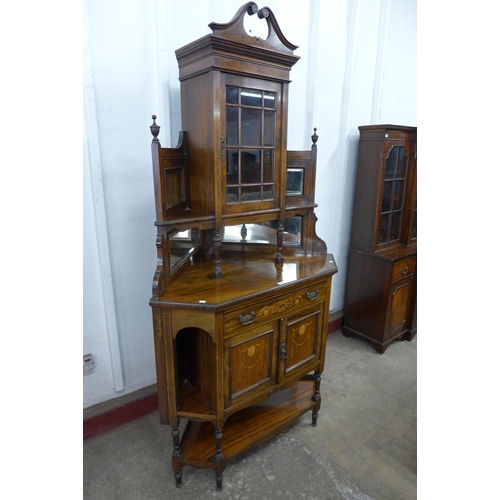 205J - An Edward VII inlaid rosewood freestanding splay front corner cabinet