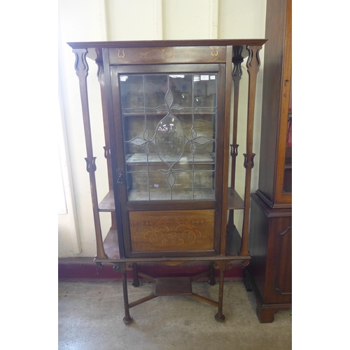 224 - An Art Nouveau inlaid mahogany display cabinet, manner of Shapland & Petter