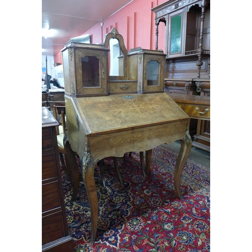 228 - A Victorian inlaid walnut and gilt metal mounted bureau de dame