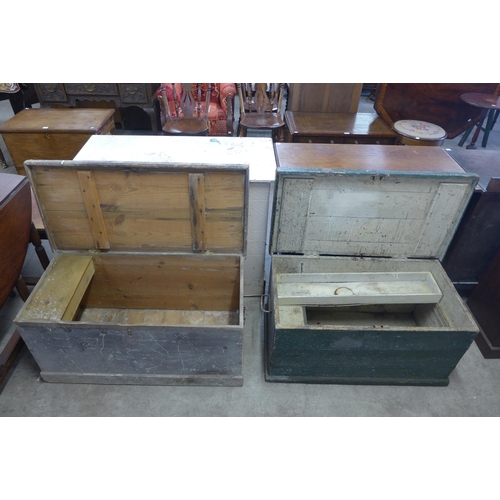 257 - Two Victorian pine tool boxes