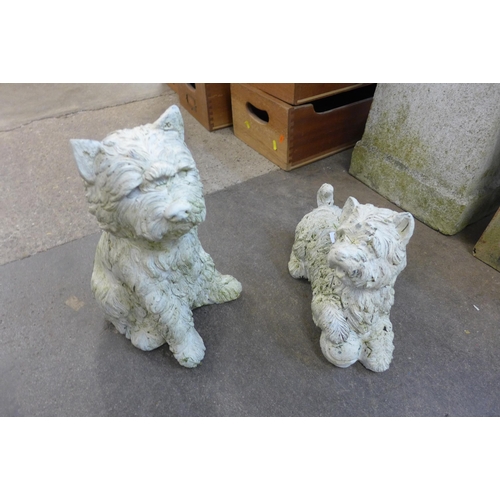 274 - Two concrete Scottie dog garden ornaments