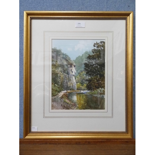 295 - Michael Crawley, Lion's Head Rock, Dovedale, Derbyshire, watercolour, framed