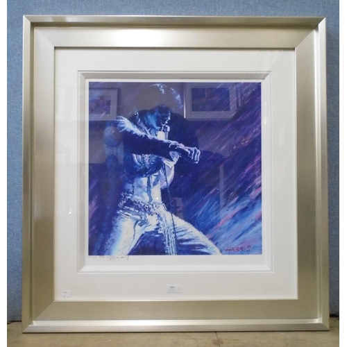 309 - A signed Rolf Harris limited edition print, Blue Elvis, no. 115/225, framed