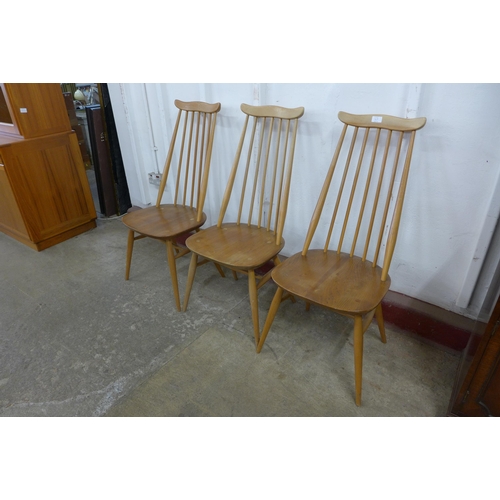 36A - A set of three Ercol Blonde elm and beech Goldsmith chairs