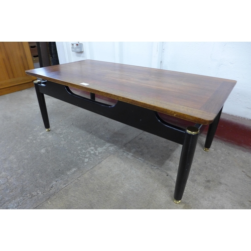 36U - A G-Plan Librenza tola wood and black rectangular coffee table