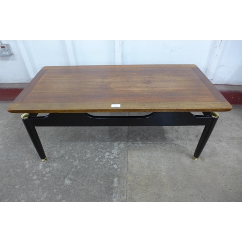 36U - A G-Plan Librenza tola wood and black rectangular coffee table