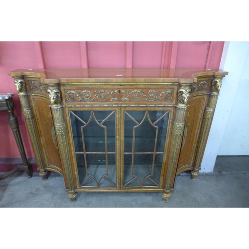 90 - A Victorian Sheraton Revival painted satinwood and parcel gilt credenza