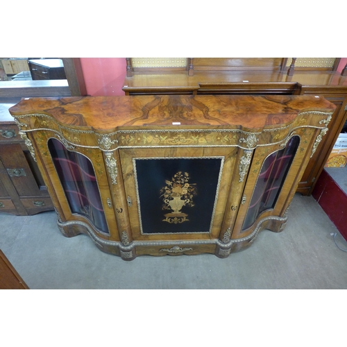 99 - A Victorian marquetry inlaid walnut, ebonised and gilt metal mounted credenza