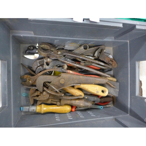 2019 - 2 trays of assorted tools including cable wire and hand tools