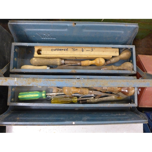 2034 - 2 toolboxes containing a mixed quantity of tools including saw blades, screwdrivers spanners and mor... 