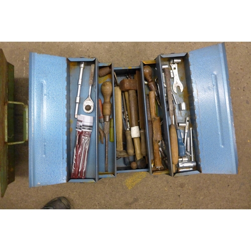 2037 - 2 toolboxes containing a mixed quantity of tools including socket wrenches, tape measures, screwdriv... 