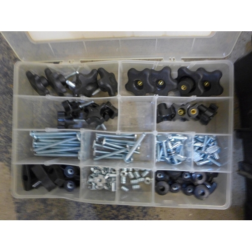 2065 - 3 Hardware storage boxes including selection of bolts and other hardware