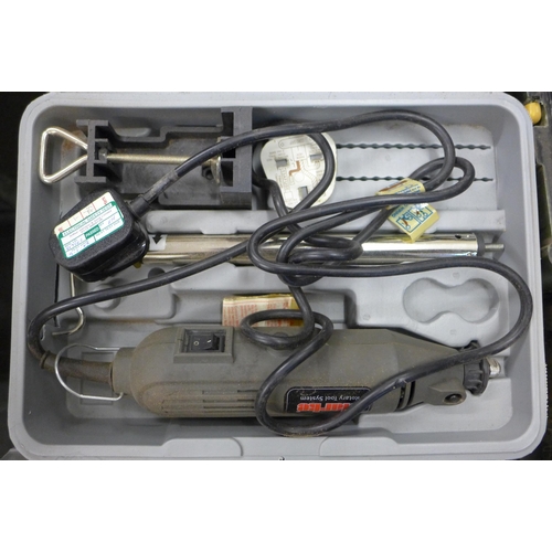 2066 - Proxxon engraving tool, two Proxxon rotary multi tool kits and Clarke rotary tool system