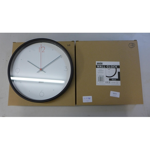 2072 - 2 x Ansio 30cm round digital wall clocks (Sealed)