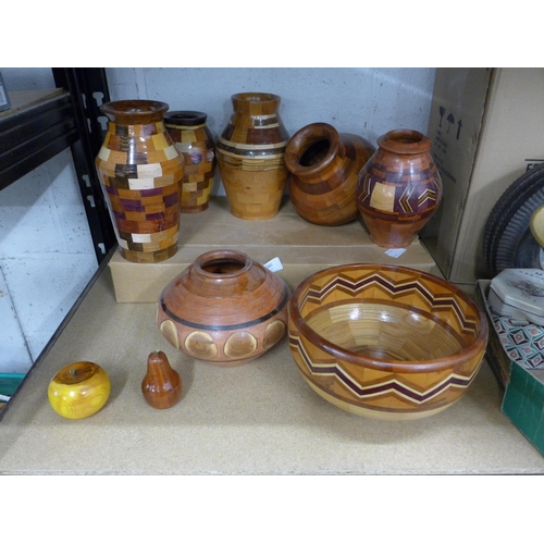 2080 - Qty. of handmade/wood turned wooden pots and wooden apples and pears