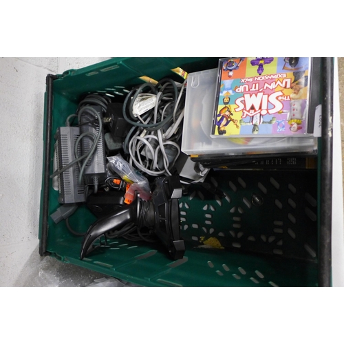 2087 - Two Xbox 360 consoles, games 120gb hard drive, cables and wires