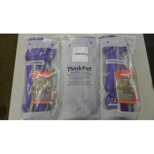 2097 - Three Think Pet dog harnesses, purple, sealed