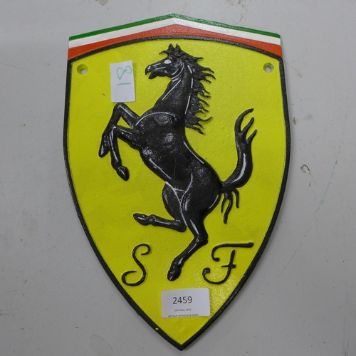 2459 - Ferrari plaque * this lot is subject to VAT