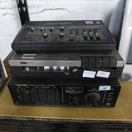 2157 - Realistic amplifier, VEC1070 video processor & stereo cassette recorder