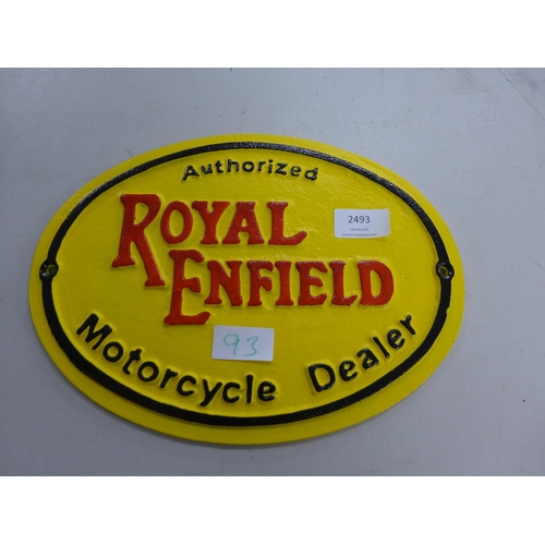 2493 - Royal Enfield motorcycle plaque * this lot is subject to VAT