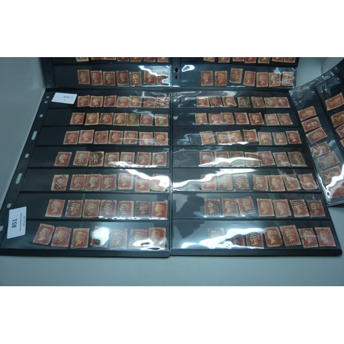 1298 - Stamps; five double sided stock sheets of penny reds