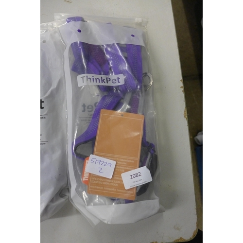 2082 - 3 x Think-Pet dog harnesses in purple (Sealed)