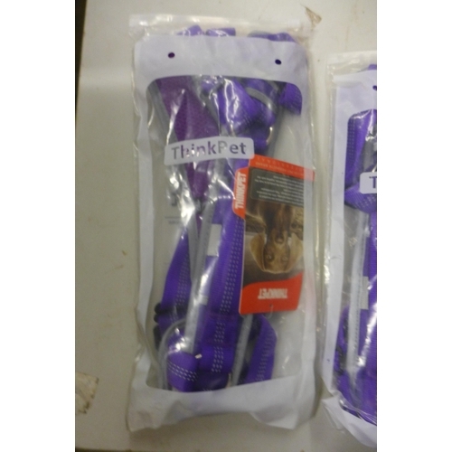 2082 - 3 x Think-Pet dog harnesses in purple (Sealed)