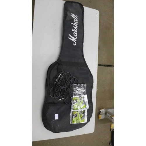 2158 - Marshall guitar case with leads and set of strings