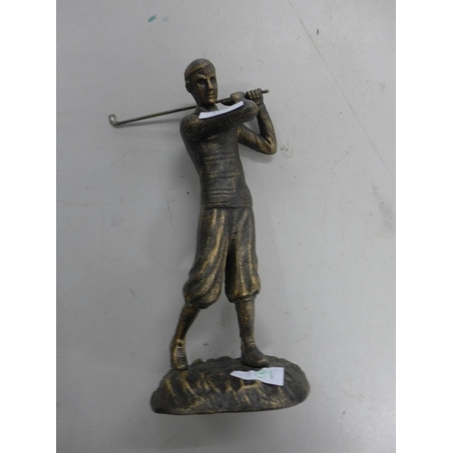 2486 - Bronze finish golfer figure * this lot is subject to VAT