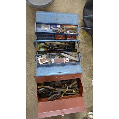 2033 - 2 toolboxes containing a mixed quantity of tools including spanners screwdrivers and more