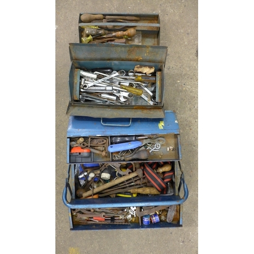 2036 - 2 toolboxes containing a mixed quantity of tools including drill bits, craft knives, screwdriver's a... 