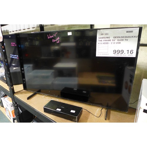 3020 - Samsung OLED TV with Two Remotes (POWER UP FAULT) (Model: Qe55Ls03Aauxxu) (One Connect Box Model: SO... 