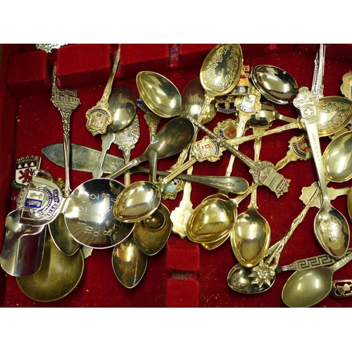 1165 - A collection of plated tea caddy spoons and collector's spoons including Rolex