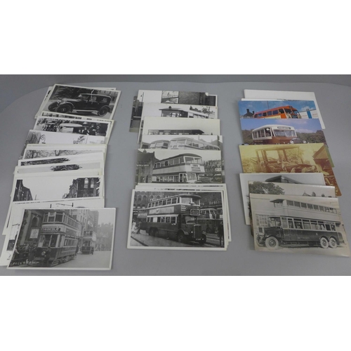 636 - A collection of train and trolley bus postcards, (45)