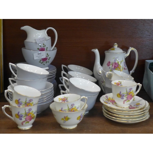 652 - A Royal Doulton Chateau Rose tea set and a New Chelsea Staffordshire part tea set