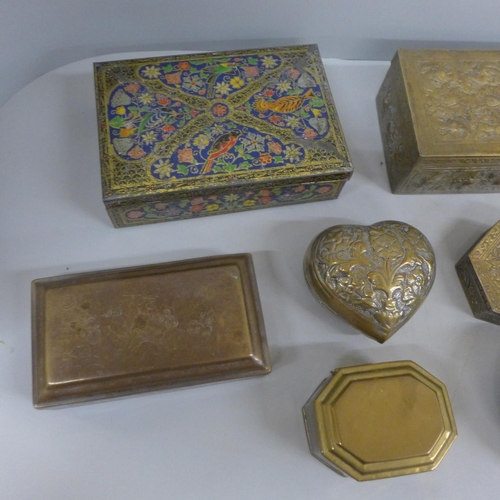 679 - A collection of eleven metal boxes including two white metal, 184g