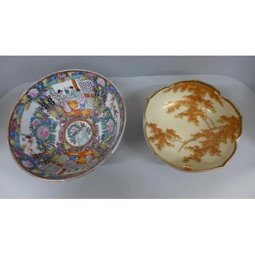 682 - Two Oriental bowls including a Satsuma Meiji period, one a/f