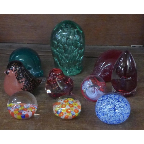 690 - A collection of paperweights including a Victorian dump