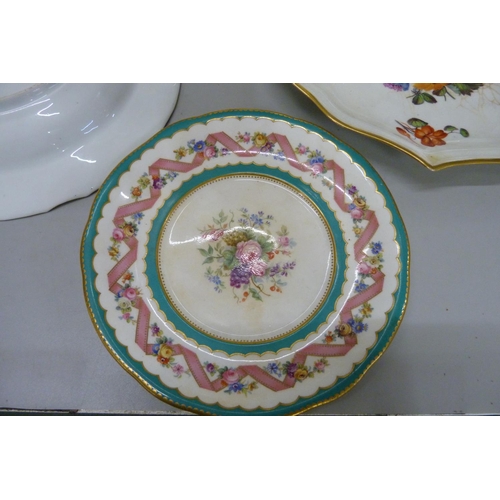 710 - Assorted 18th/19th hand painted porcelain plates, bowl and dishes, including a Meissen bowl decorate... 