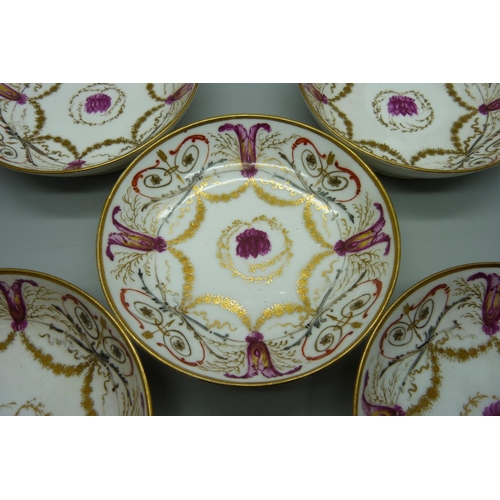 715 - A set of five 18th Century porcelain finger bowls, 13.5cm