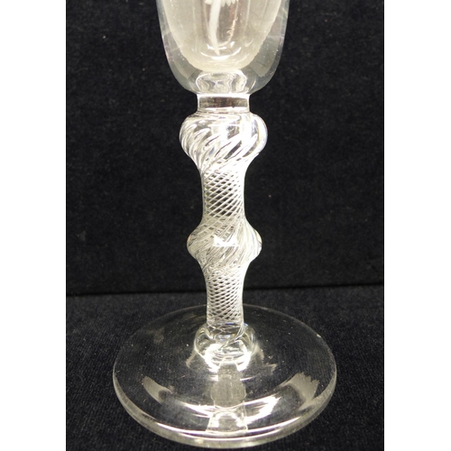 730 - An 18th Century double knop air twist cider glass, 19.5cm