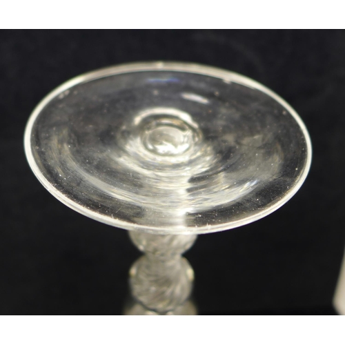 730 - An 18th Century double knop air twist cider glass, 19.5cm