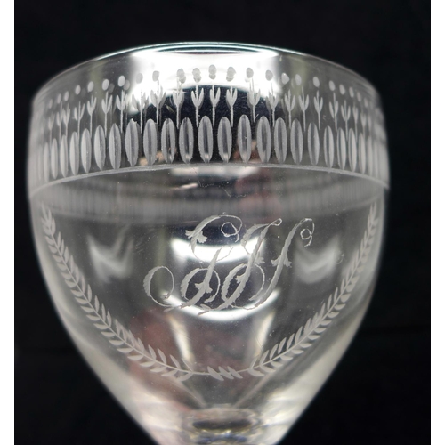 752 - A rummer engraved with egg and dart border, circa 1800, 13cm with rummer with moulded bowl, circa 18... 