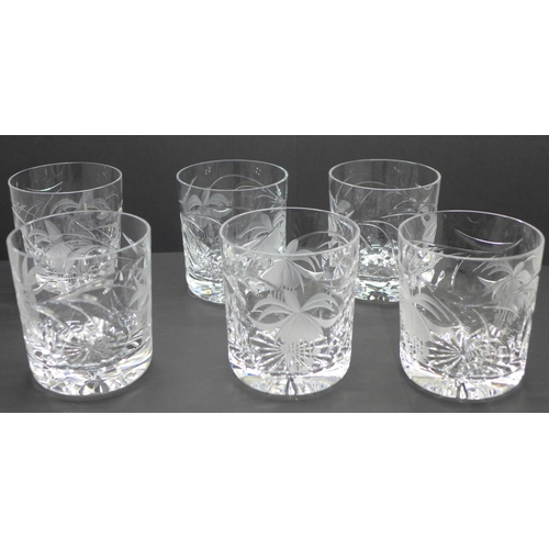 762 - Six cut crystal tumblers by Royal Brierley 'Fushia' pattern