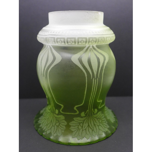 775 - An Art Nouveau etched green glass shade