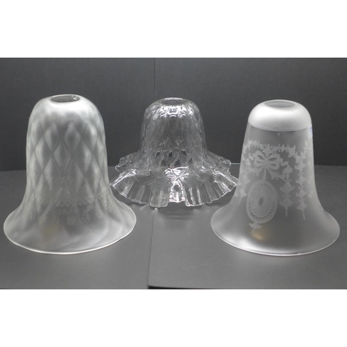 782 - Two Art Nouveau frosted glass shades and one crystal quilted shade (3)