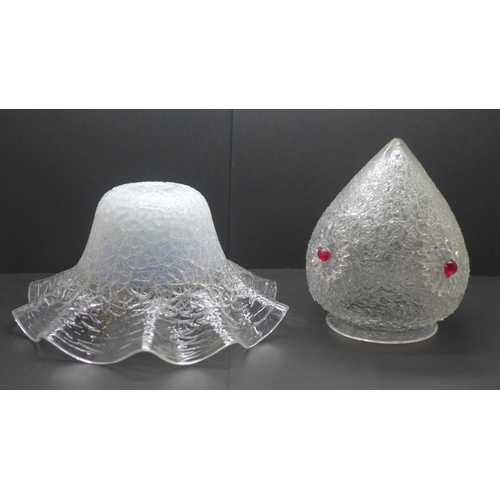 783 - Two crackle glass lampshades