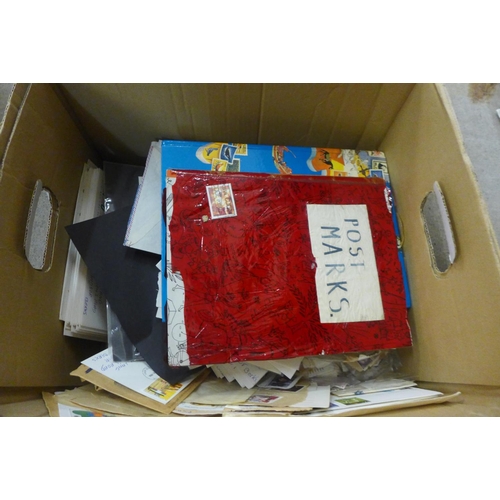 792 - Stamps; a box of stamps, covers, etc., loose and in albums