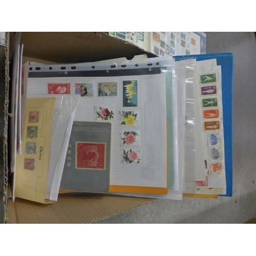 801 - Stamps; a box of China stamps, covers, etc.