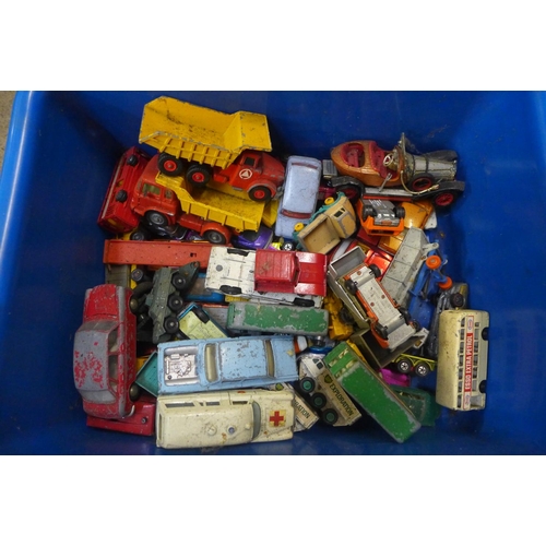 816 - A box of playworn die-cast model vehicles including Matchbox and Dinky